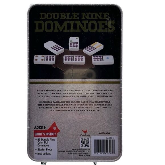 Cardinal Classics Double Nine Dominoes Set in Collectible Storage Tin - Picture 4 of 6